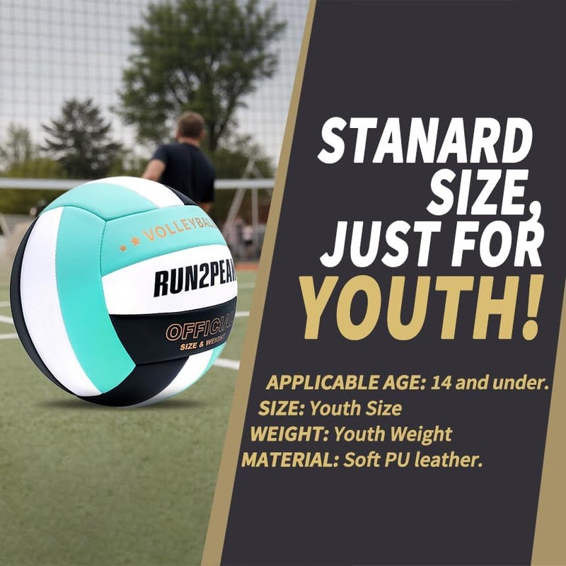 RUN2PEAK Soft Volleyball Ball Official Size 5 Volleyballs for Indoor Outdoor Beach Pool Game Play for Youth Teen Team Beginners Professional PU Leather Training Practice Volley Balls - Image 4